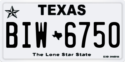 TX license plate BIW6750