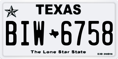 TX license plate BIW6758