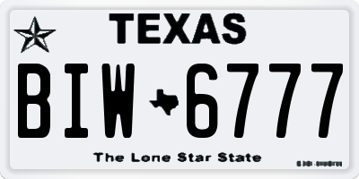 TX license plate BIW6777