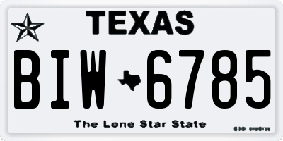 TX license plate BIW6785