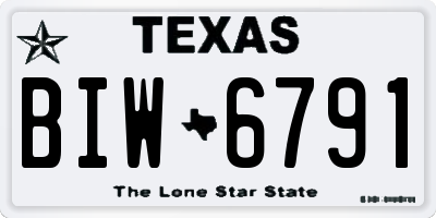 TX license plate BIW6791