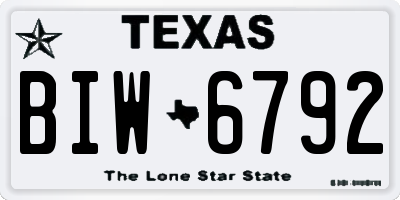 TX license plate BIW6792