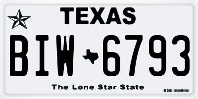 TX license plate BIW6793
