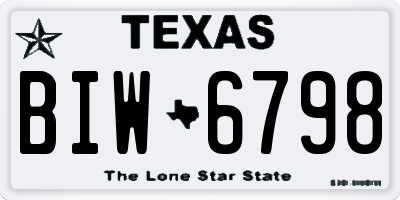 TX license plate BIW6798