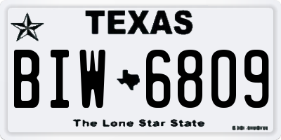 TX license plate BIW6809