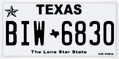 TX license plate BIW6830