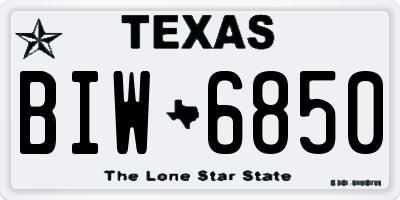 TX license plate BIW6850