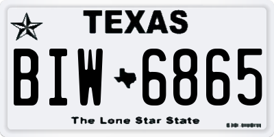 TX license plate BIW6865