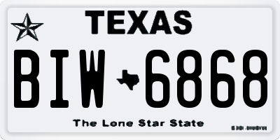 TX license plate BIW6868