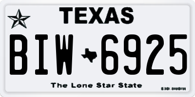 TX license plate BIW6925