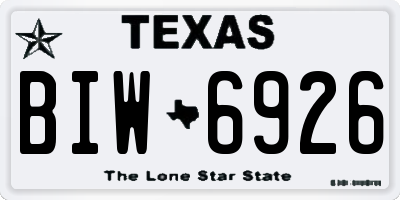 TX license plate BIW6926