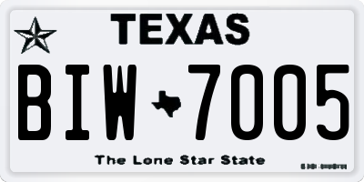 TX license plate BIW7005