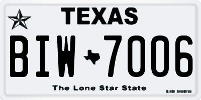 TX license plate BIW7006