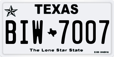 TX license plate BIW7007