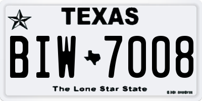 TX license plate BIW7008