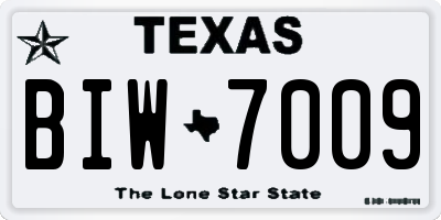 TX license plate BIW7009
