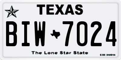 TX license plate BIW7024