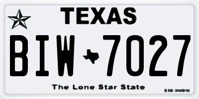 TX license plate BIW7027