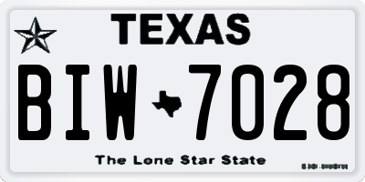 TX license plate BIW7028