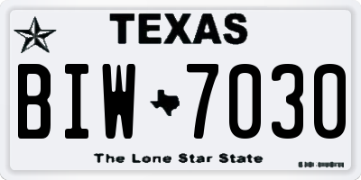 TX license plate BIW7030