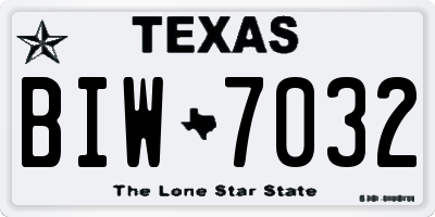 TX license plate BIW7032
