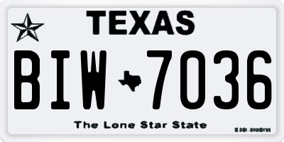 TX license plate BIW7036