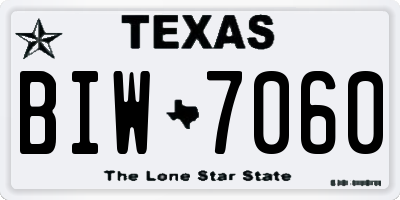 TX license plate BIW7060