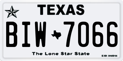 TX license plate BIW7066