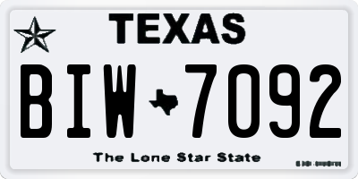 TX license plate BIW7092
