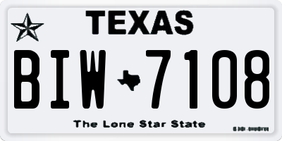 TX license plate BIW7108