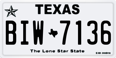 TX license plate BIW7136