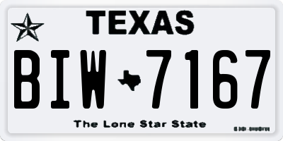 TX license plate BIW7167