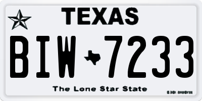 TX license plate BIW7233