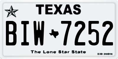 TX license plate BIW7252
