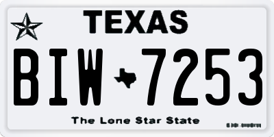 TX license plate BIW7253