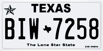 TX license plate BIW7258