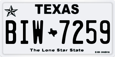 TX license plate BIW7259