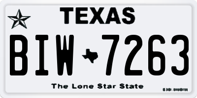TX license plate BIW7263