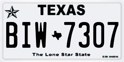 TX license plate BIW7307