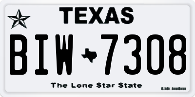 TX license plate BIW7308
