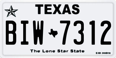 TX license plate BIW7312