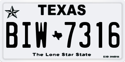 TX license plate BIW7316