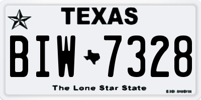 TX license plate BIW7328