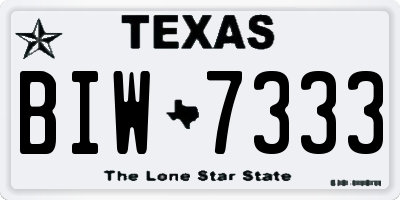TX license plate BIW7333