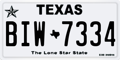 TX license plate BIW7334