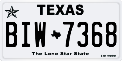 TX license plate BIW7368