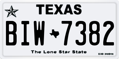 TX license plate BIW7382