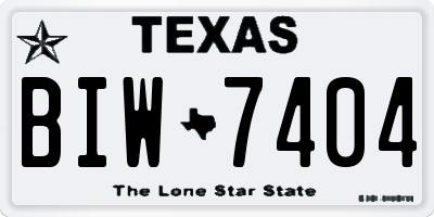 TX license plate BIW7404
