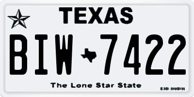 TX license plate BIW7422