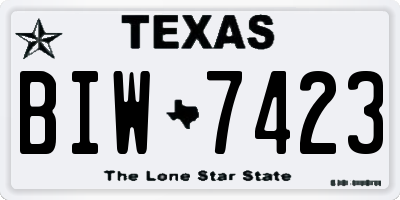 TX license plate BIW7423